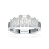 Emerald Cut Five Stone Graduated White Gold Platinum Ring Top View