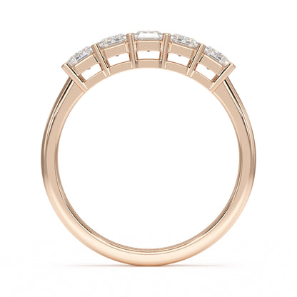 Emerald Five Stone Rose Gold Ring Flat View