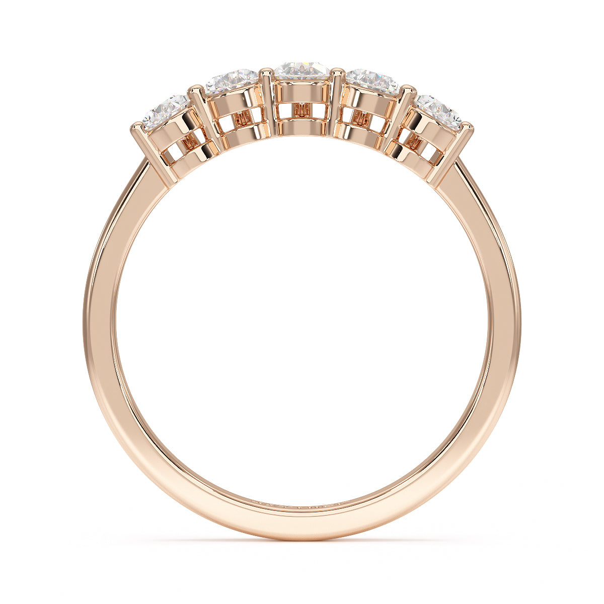 Pear Five Stone Rose Gold Ring Flat View