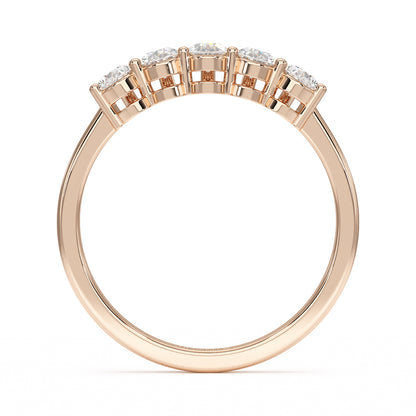 Pear Five Stone Rose Gold Ring Flat View