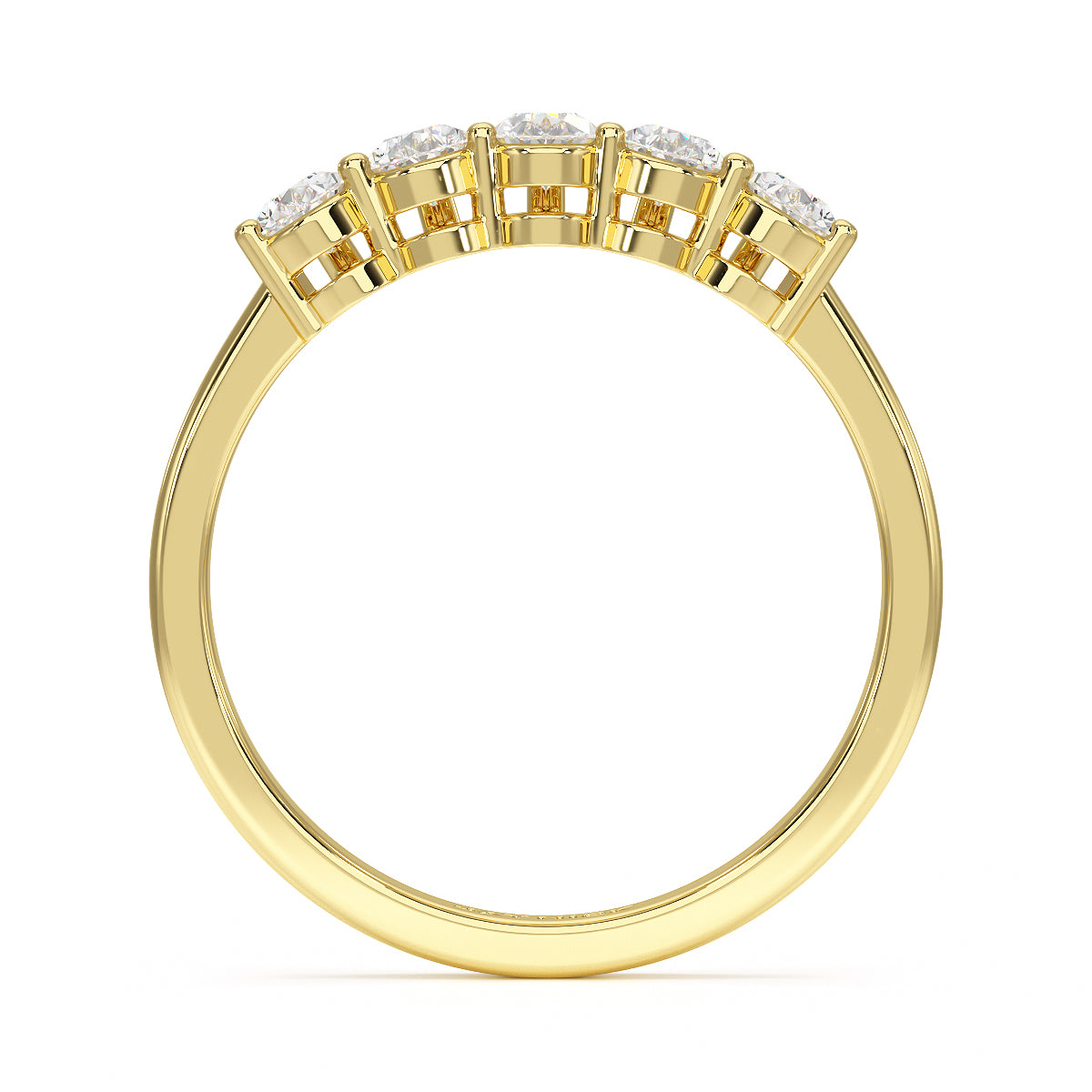 Pear Five Stone Yellow Gold Ring Flat View