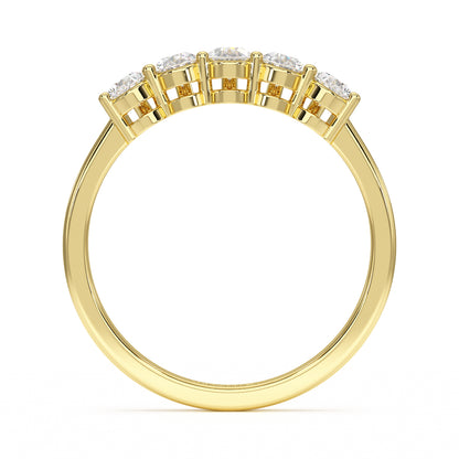 Pear Five Stone Yellow Gold Ring Flat View