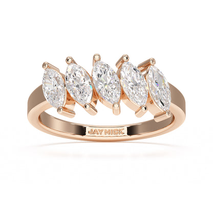 Marquise Five Stone Rose Gold Ring Top View