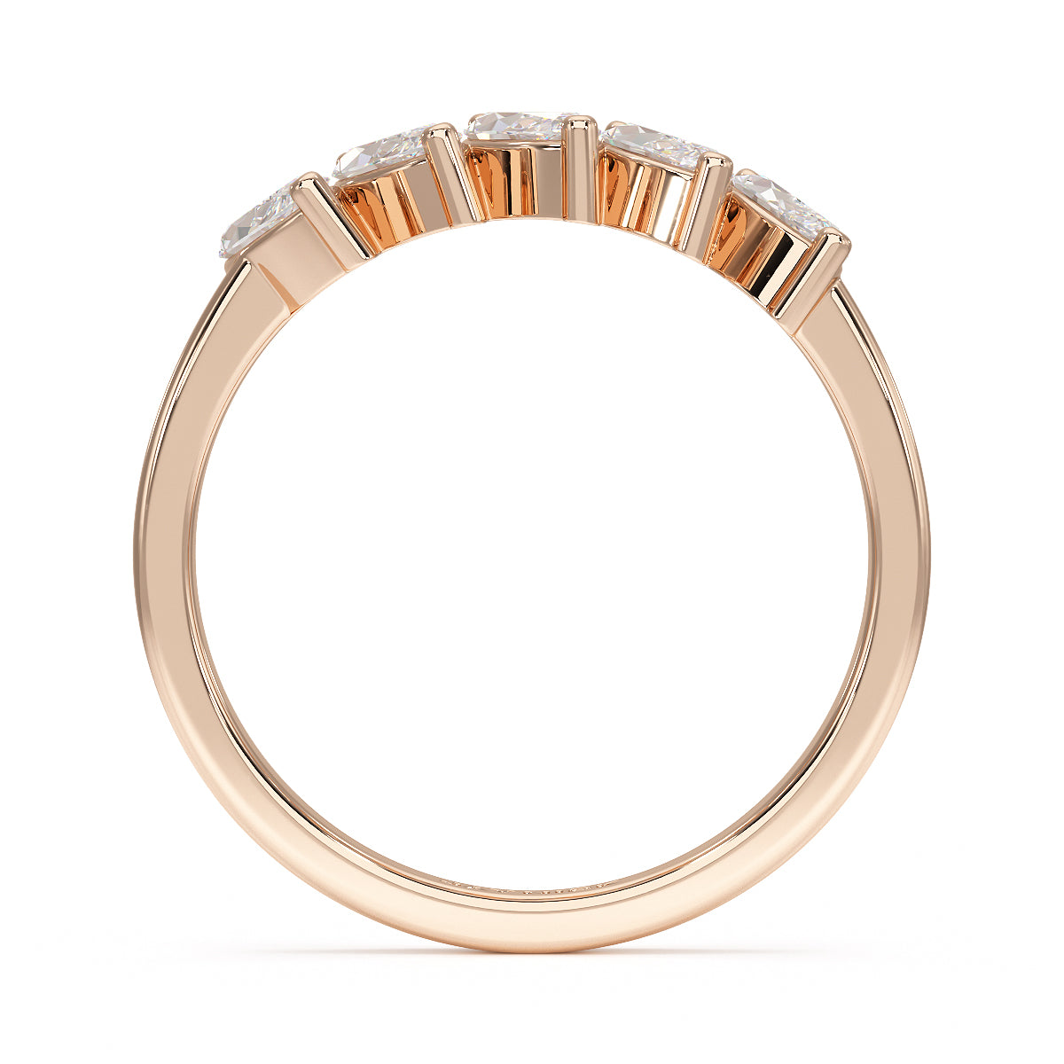 Marquise Five Stone Rose Gold Ring Flat View