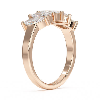 Marquise Five Stone Rose Gold Ring Side View