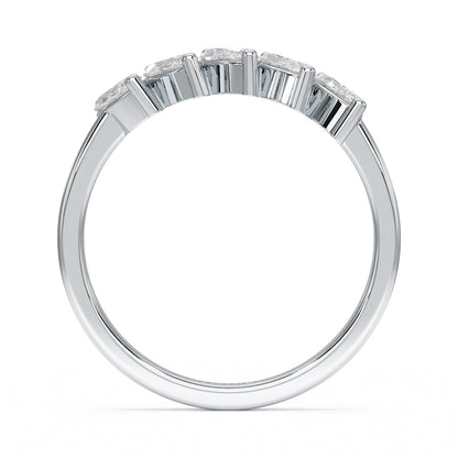 Marquise Five Stone White Gold Platinum Ring Flat View