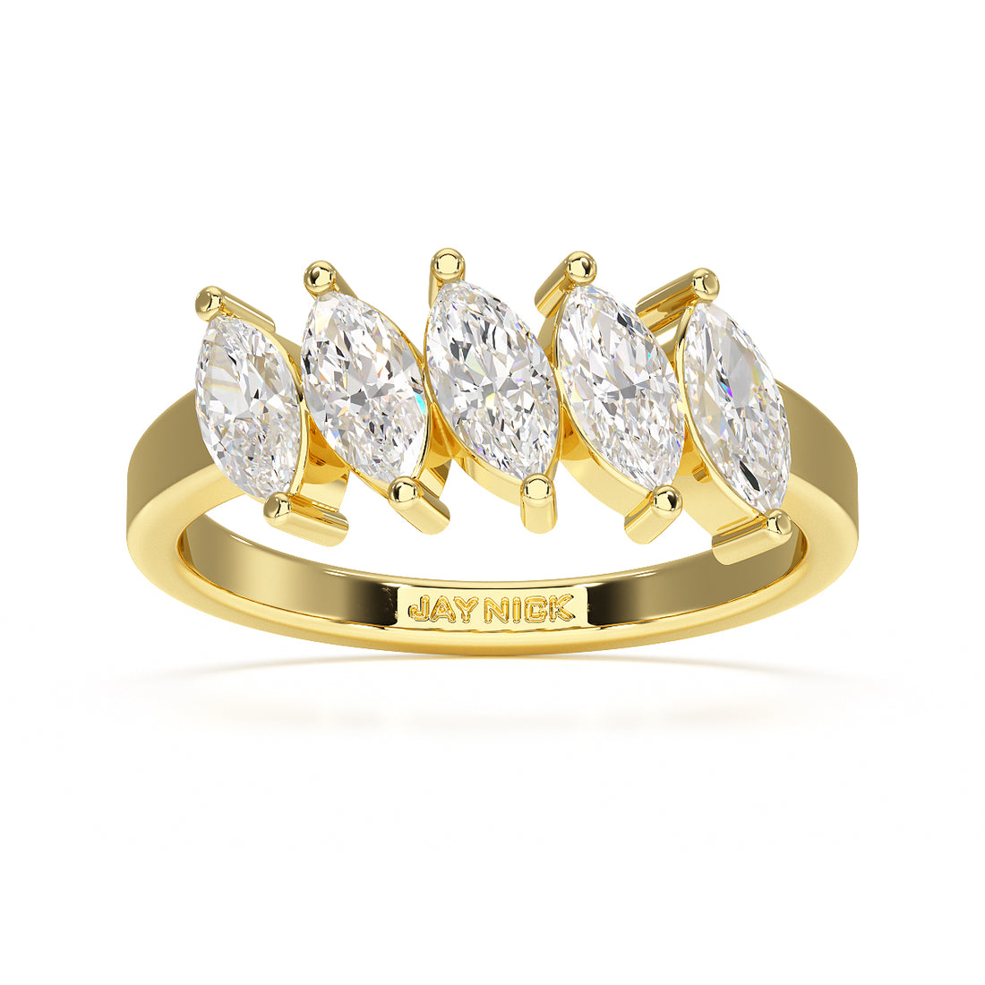 Marquise Five Stone Yellow Gold Ring Top View