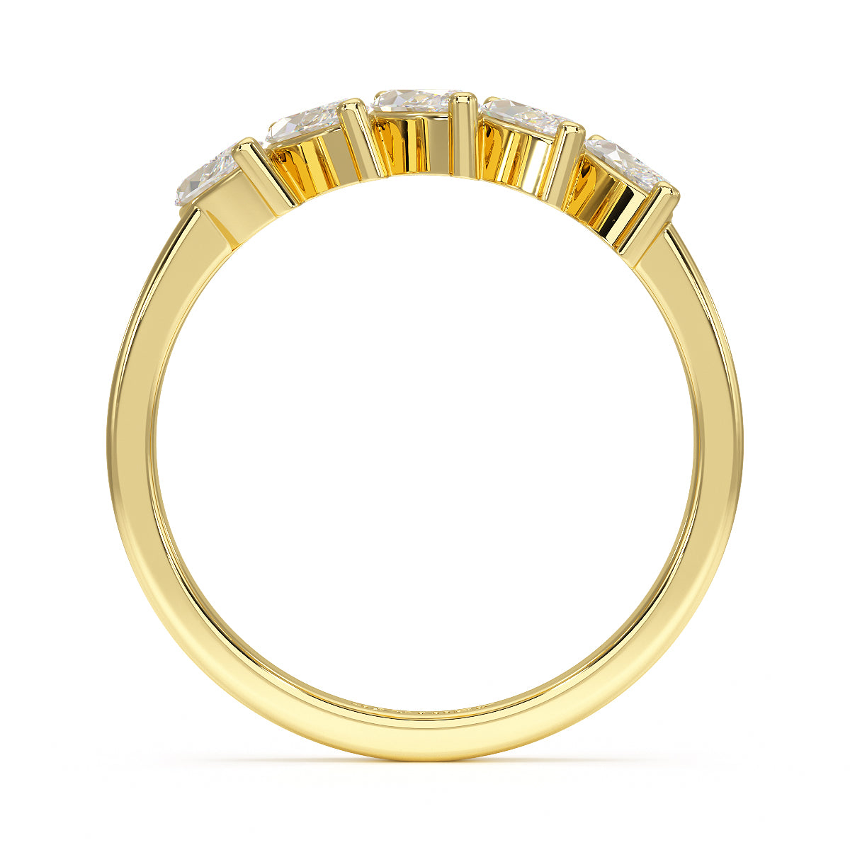 Marquise Five Stone Yellow Gold Ring Flat View