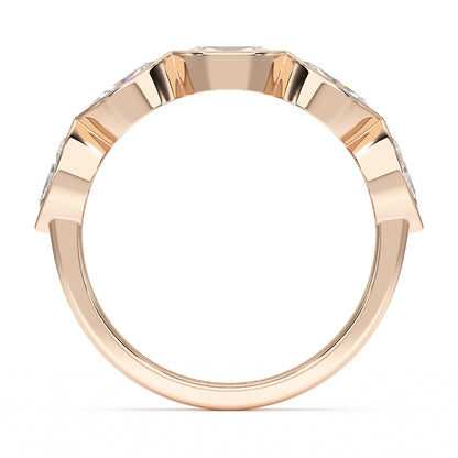 Marquise Bezel Set Five Stone Rose Gold Ring Flat View