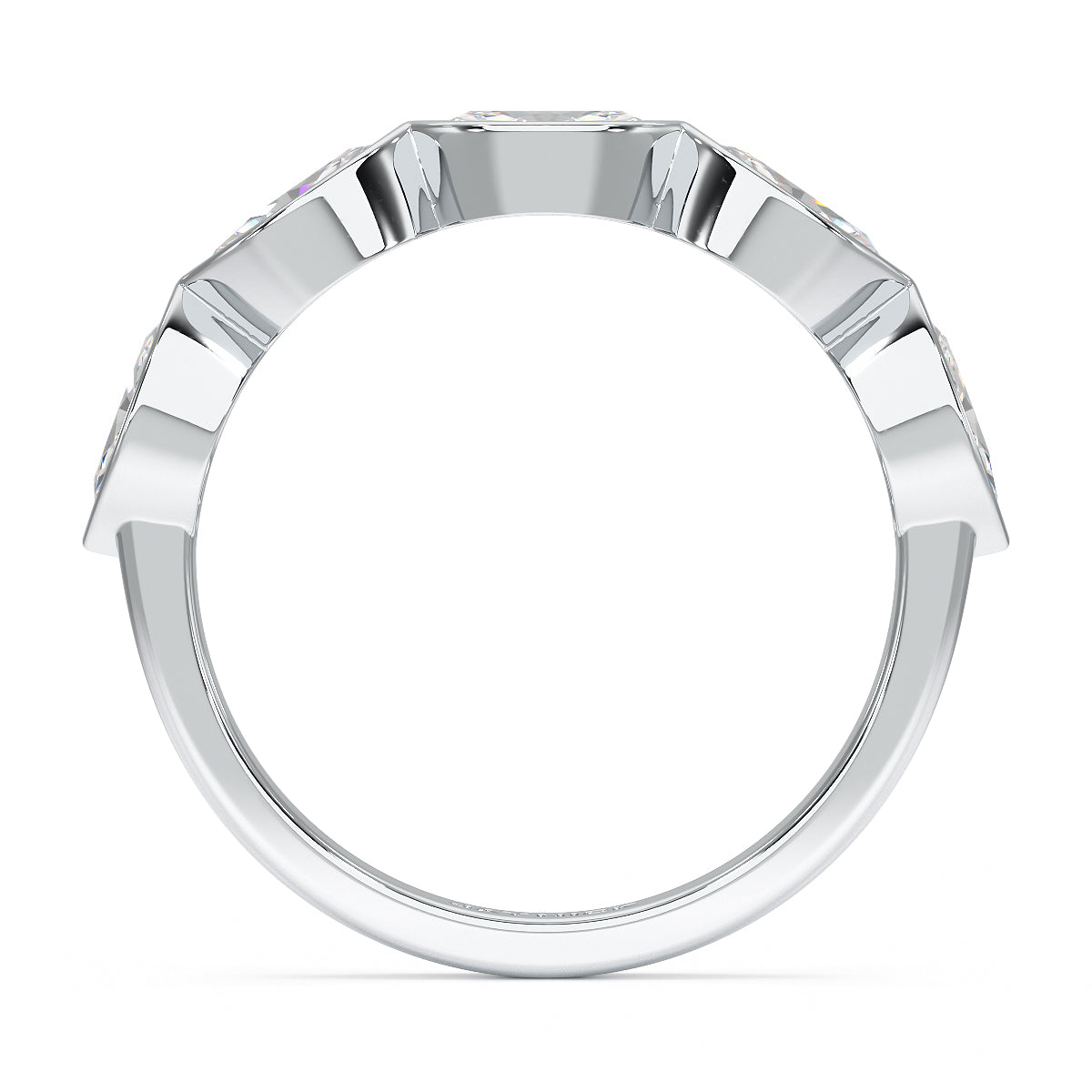 Marquise Bezel Set Five Stone White Gold Platinum Ring Flat View