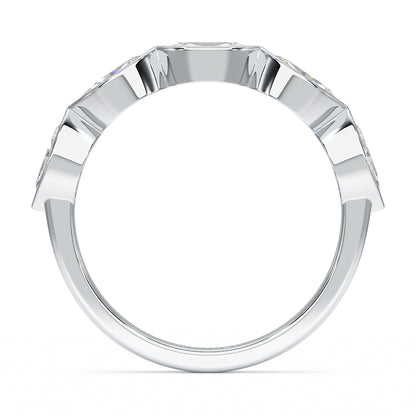 Marquise Bezel Set Five Stone White Gold Platinum Ring Flat View