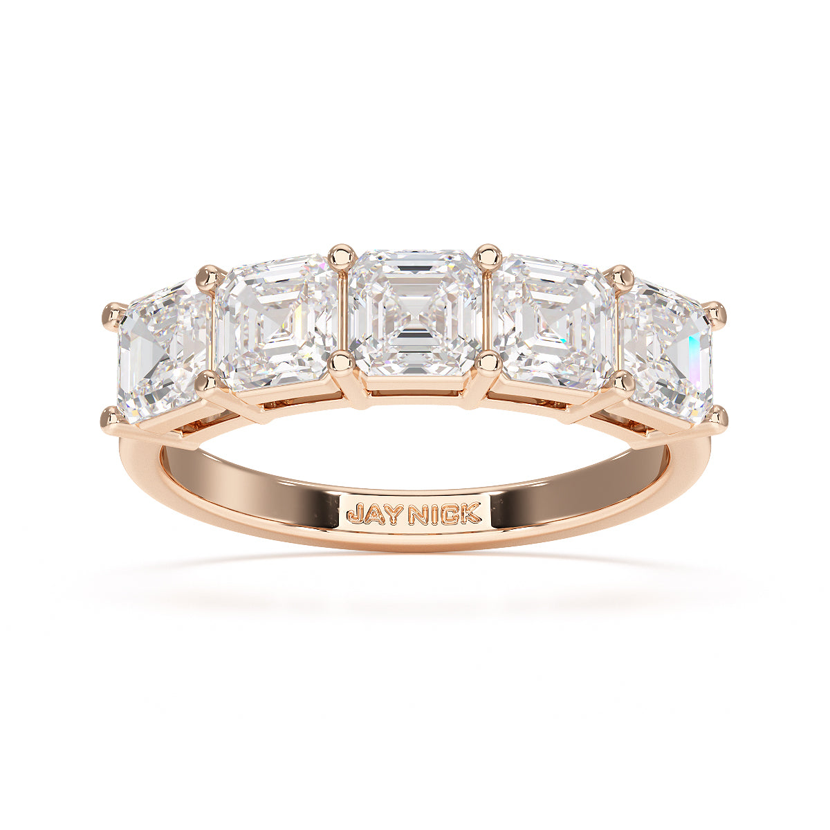 Asscher Five Stone Rose Gold Ring Top View