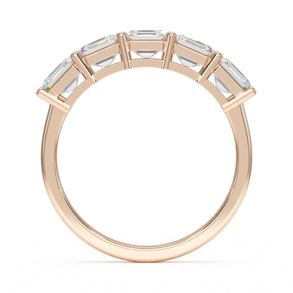 Asscher Five Stone Rose Gold Ring Flat View