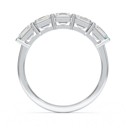 Asscher Five Stone White Gold Platinum Ring Flat View