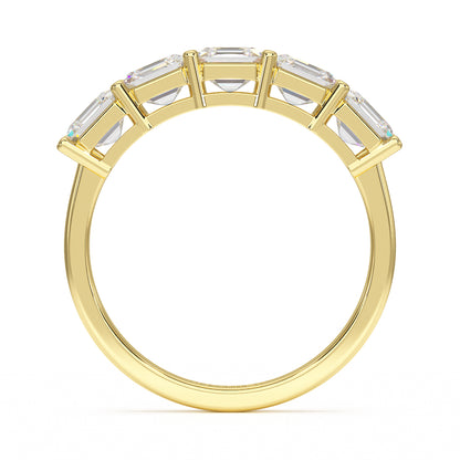 Asscher Five Stone Yellow Gold Ring Flat View