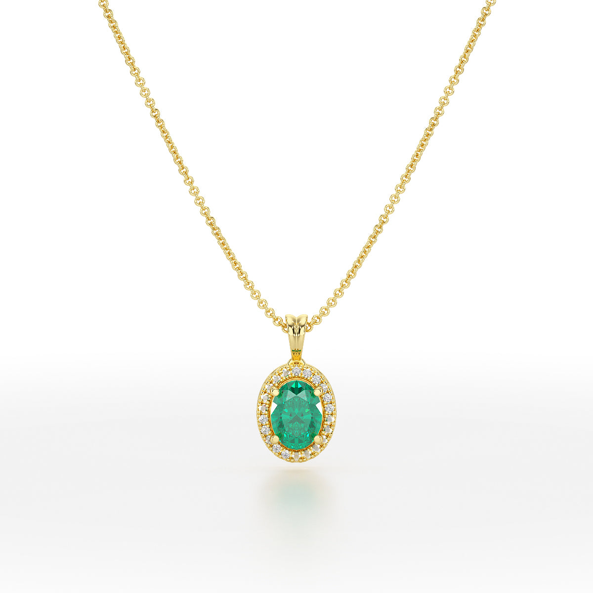 Oval Emerald Halo Pendant