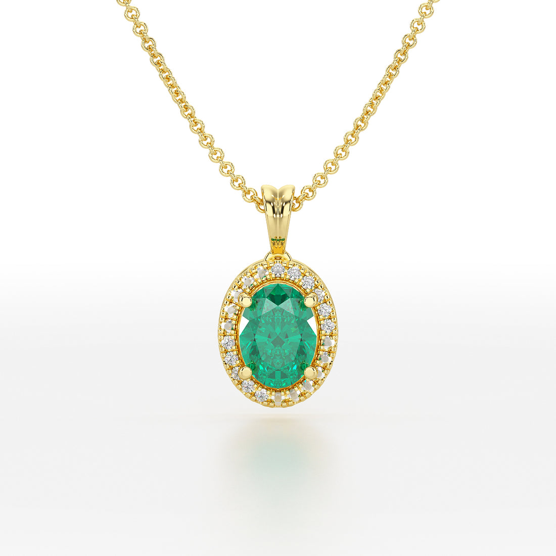 Large Oval Emerald Halo Pendant