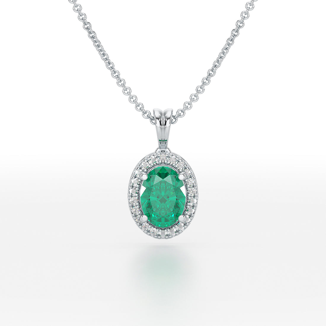 Large Oval Emerald Halo Pendant