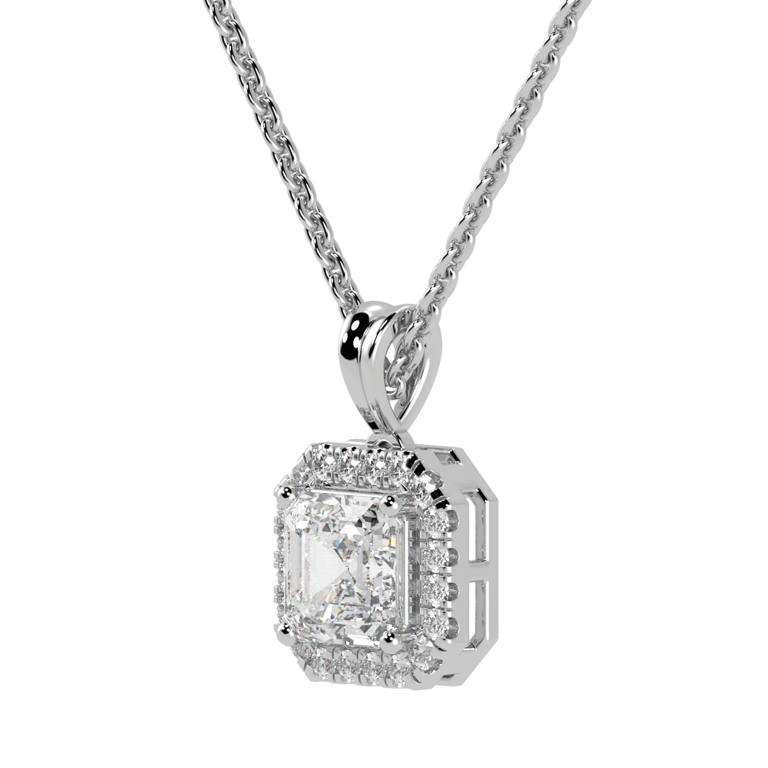 Asscher Halo Pendant