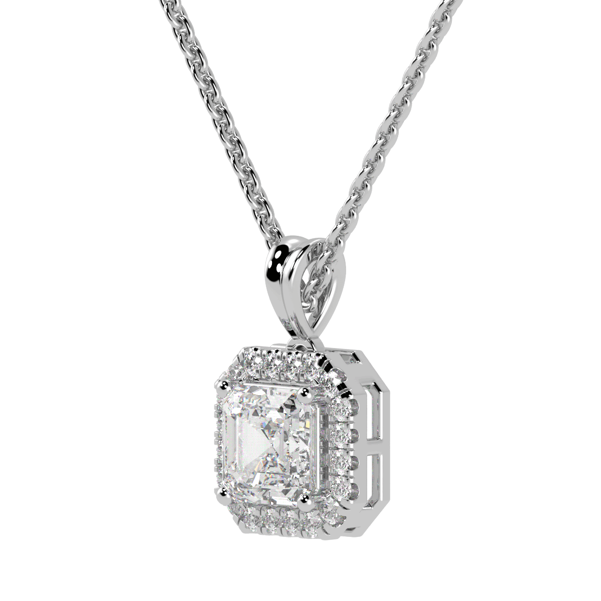 Asscher Halo Pendant