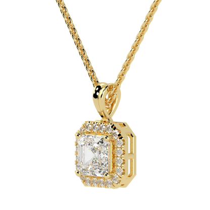 Asscher Halo Pendant