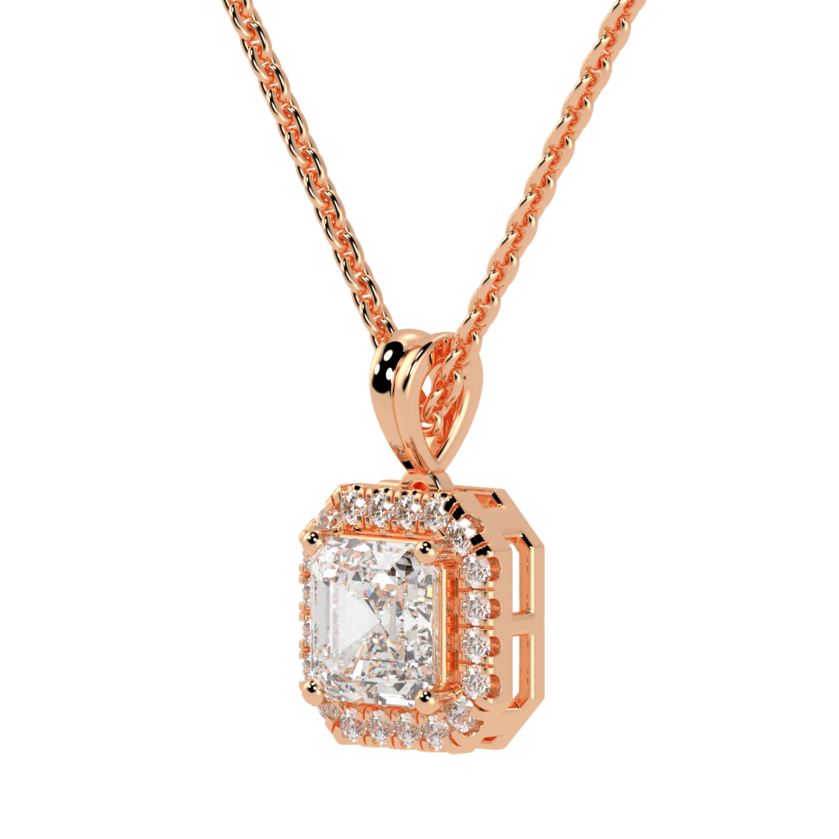 Asscher Halo Pendant