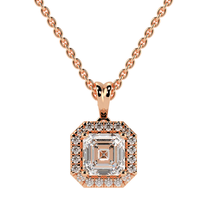 Asscher Halo Pendant