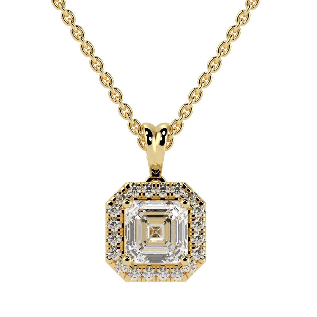 Asscher Halo Pendant