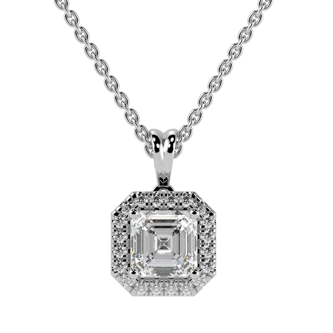 Asscher Halo Pendant