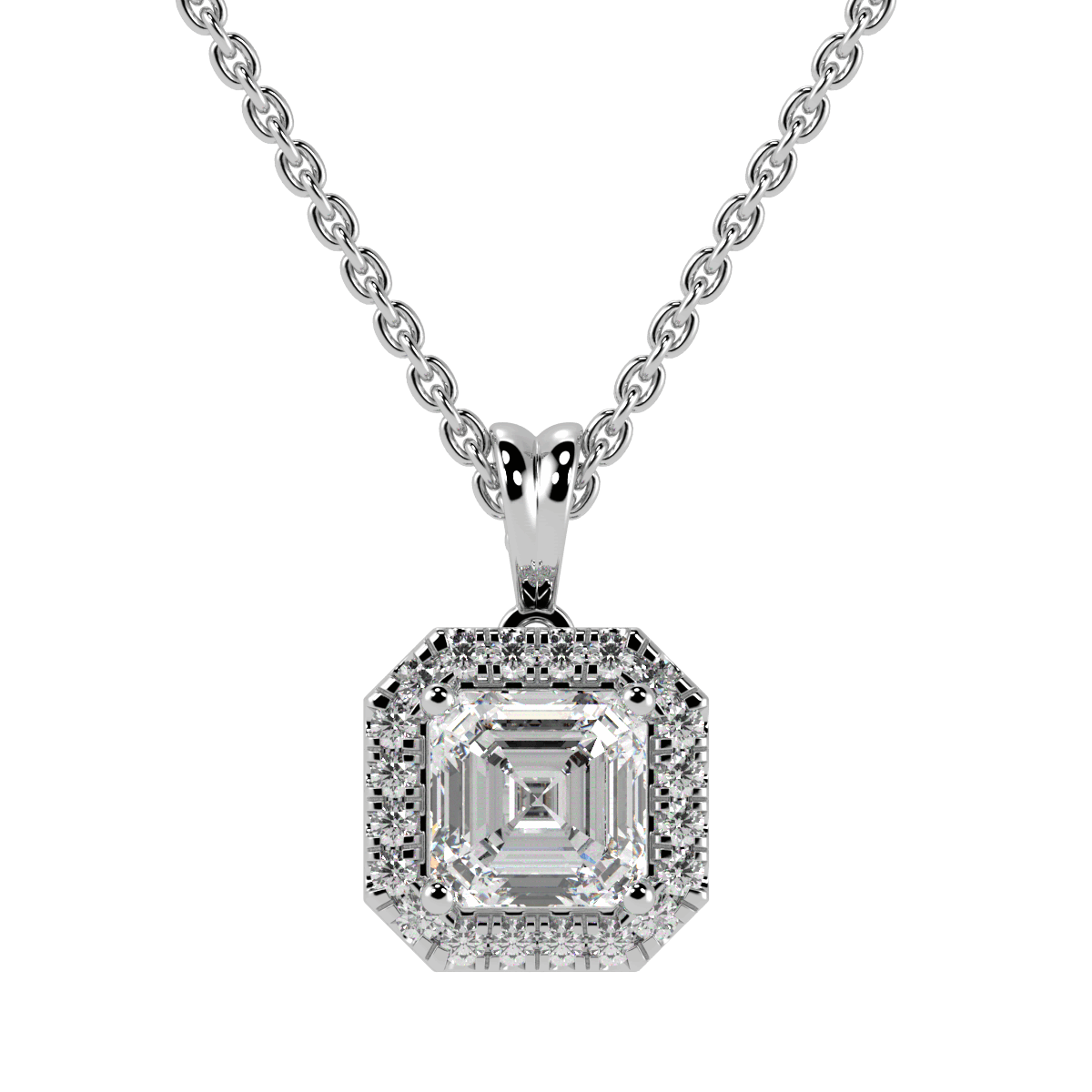 Asscher Halo Pendant