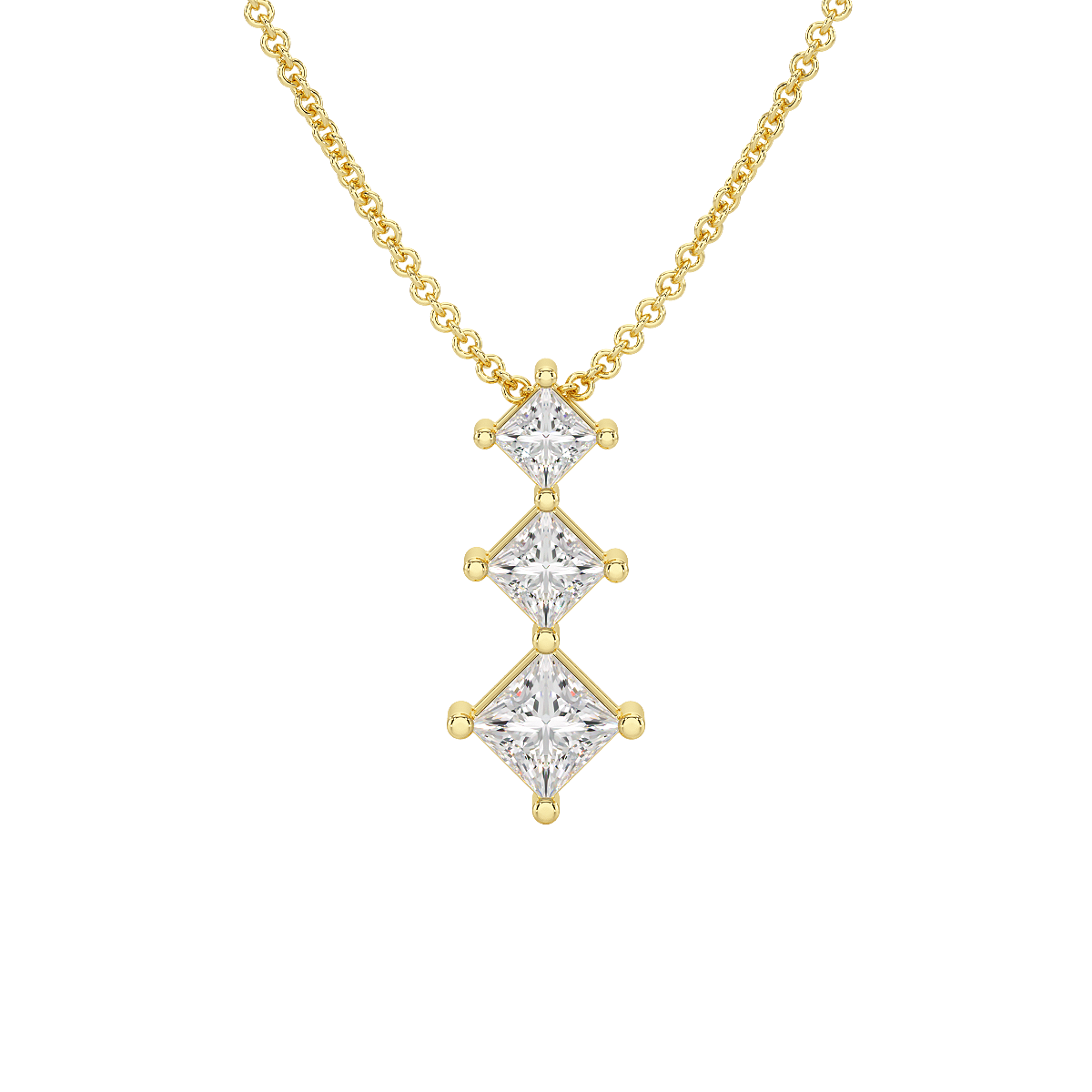 Princess Cut Graduated Pendant