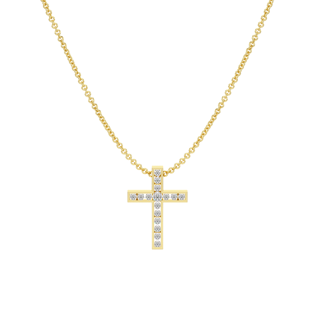 Channel Set Cross Pendant