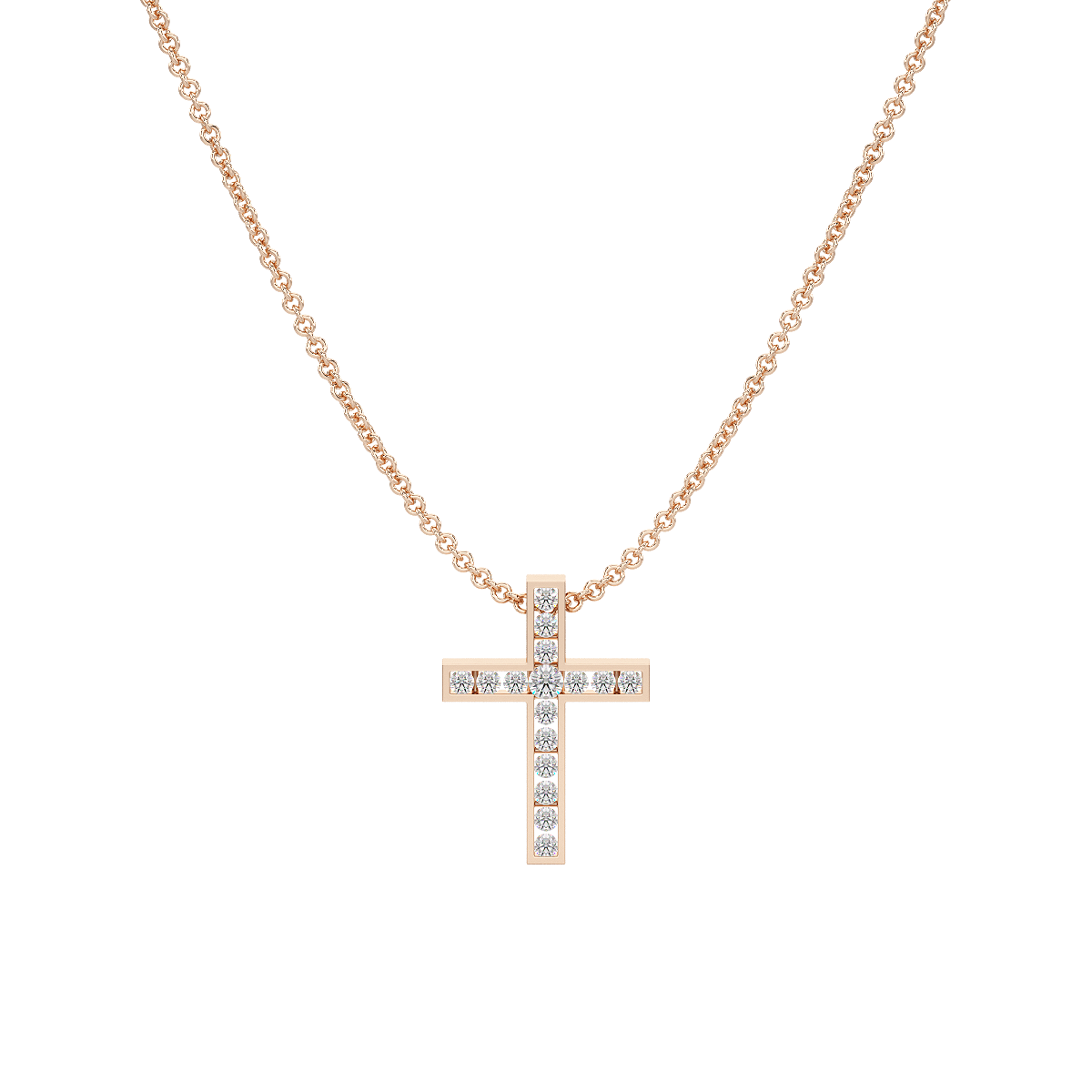 Channel Set Cross Pendant