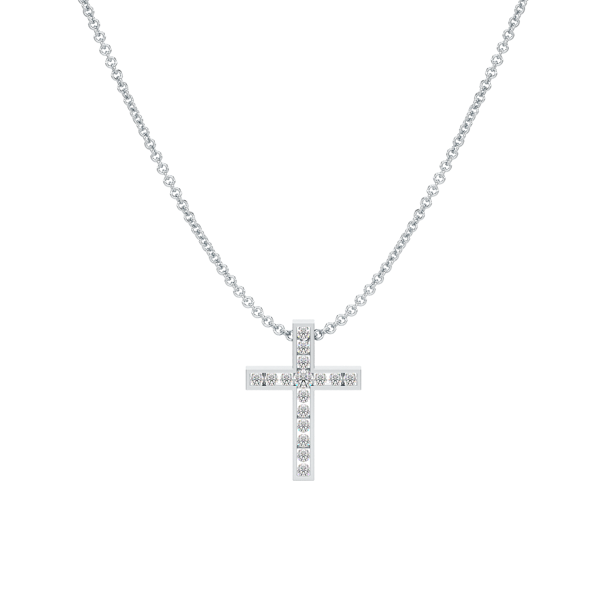 Channel Set Cross Pendant