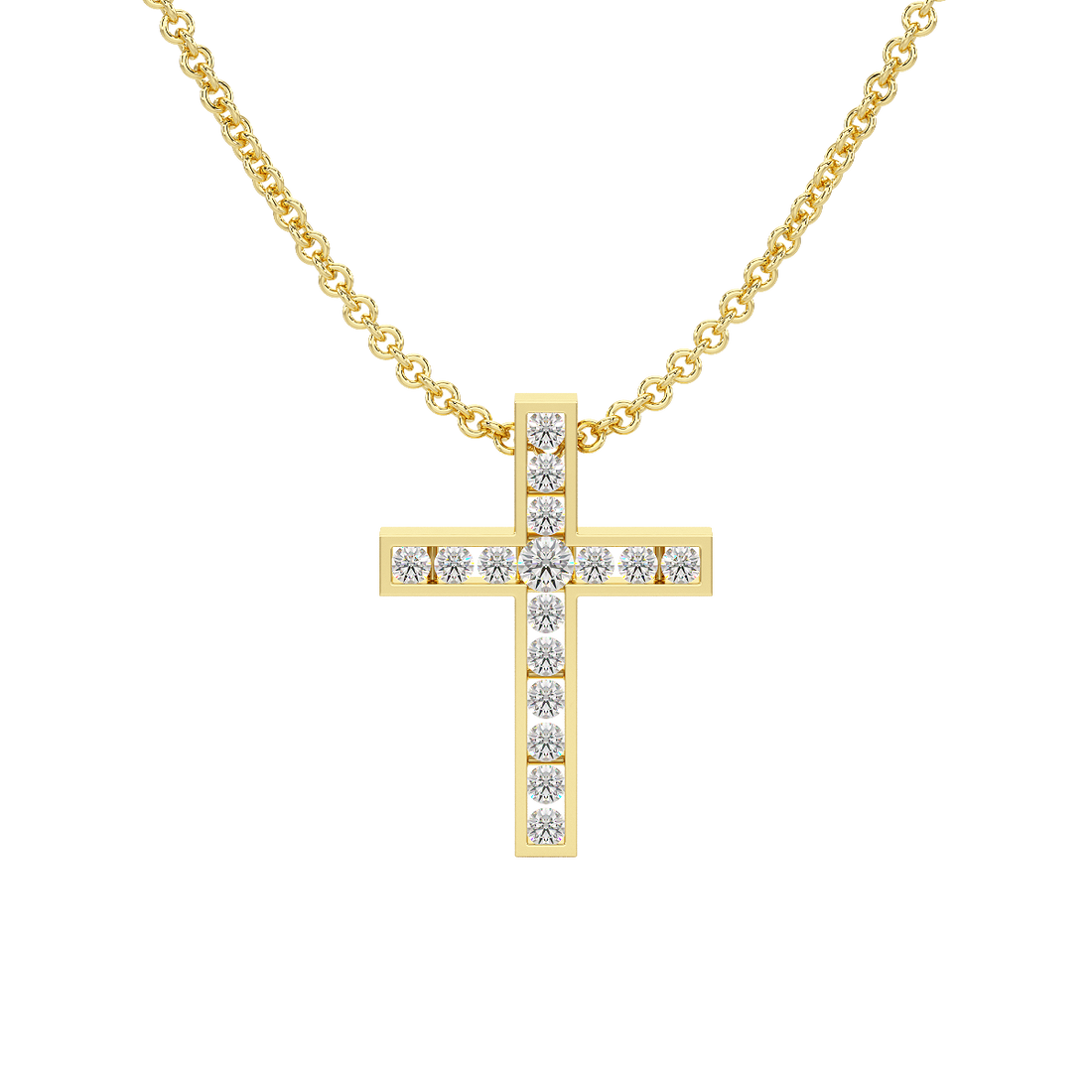 Channel Set Cross Pendant