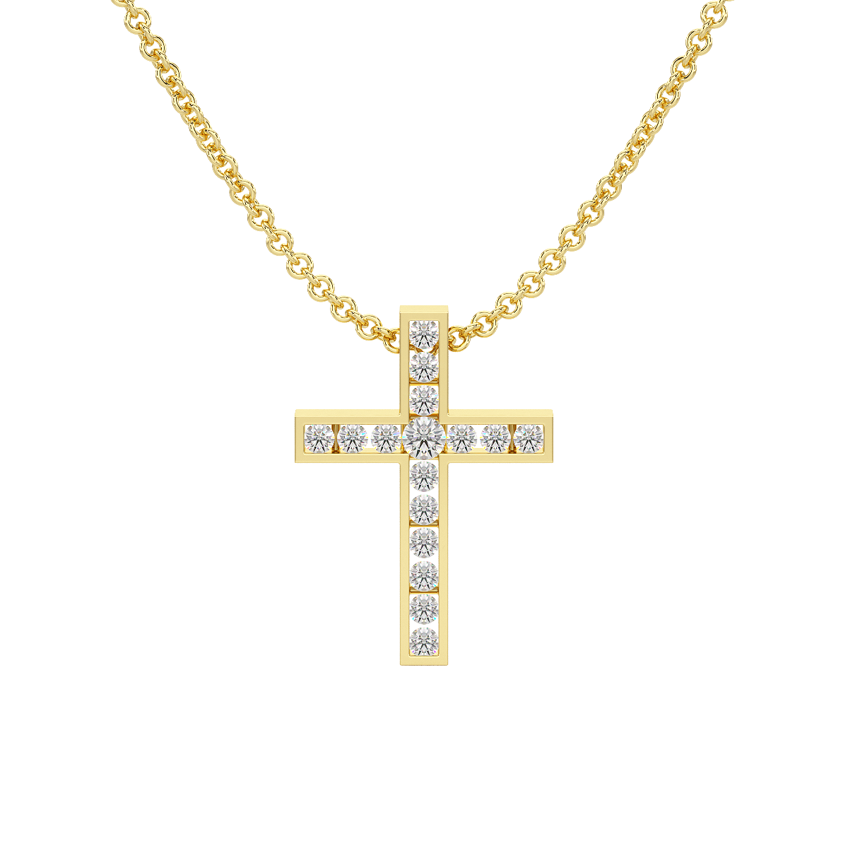 Channel Set Cross Pendant