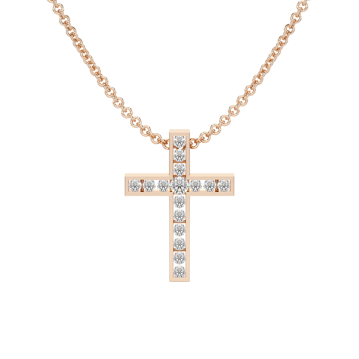 Channel Set Cross Pendant