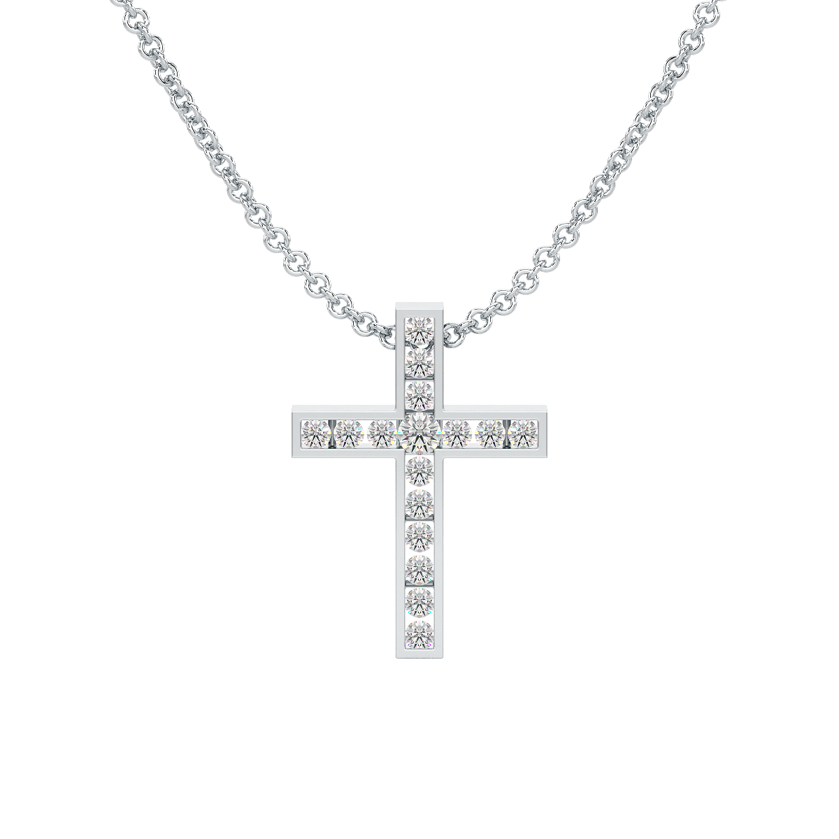 Channel Set Cross Pendant