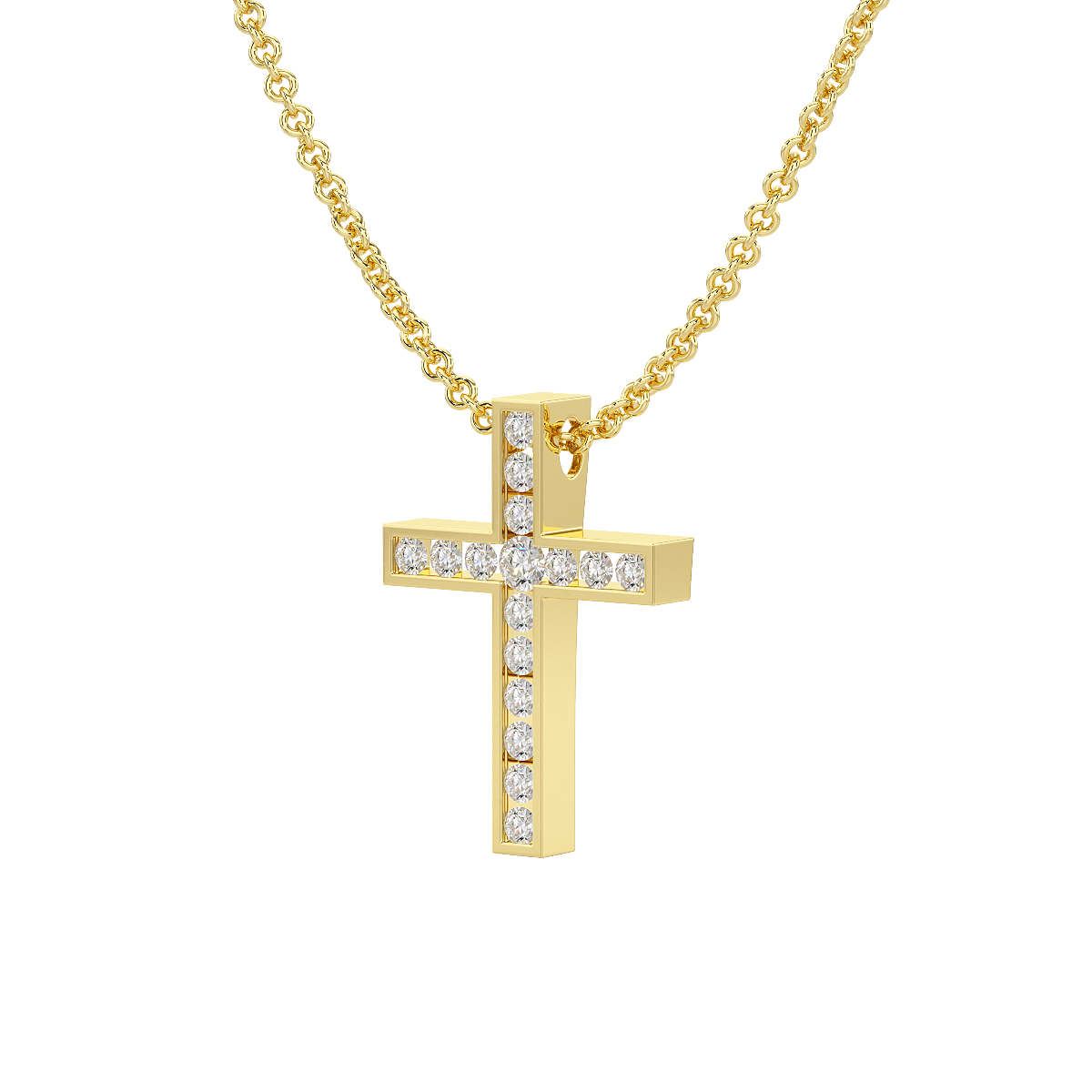 Channel Set Cross Pendant