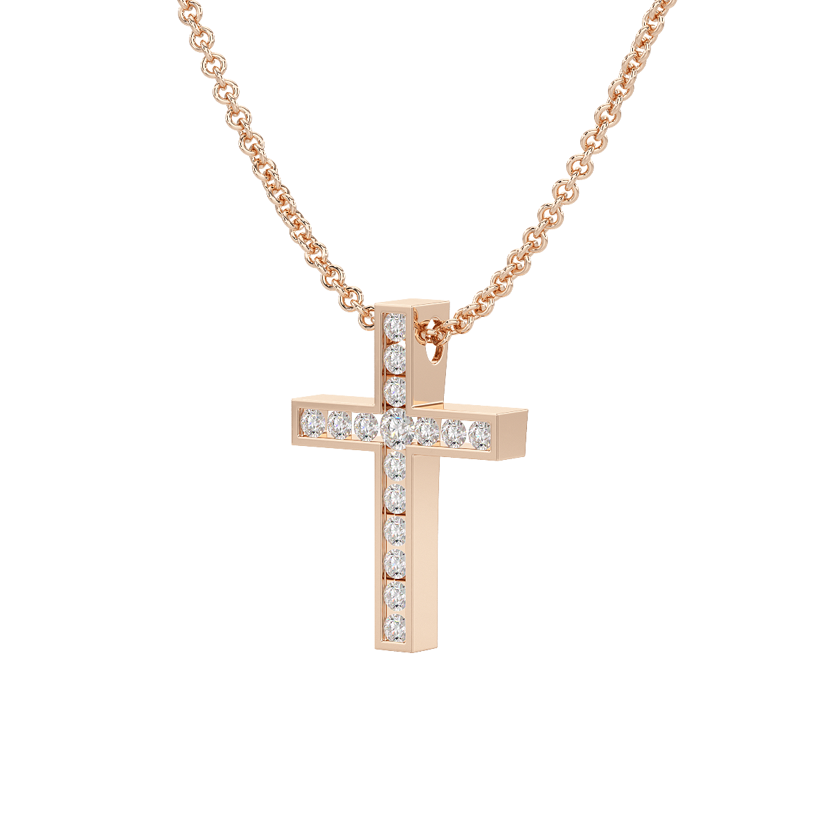 Channel Set Cross Pendant