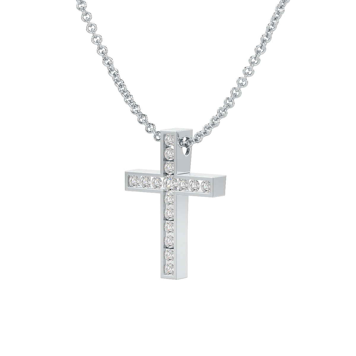 Channel Set Cross Pendant