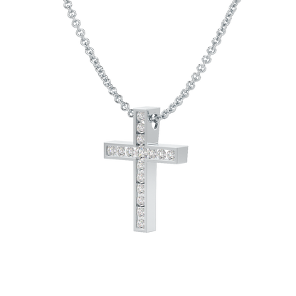 Channel Set Cross Pendant