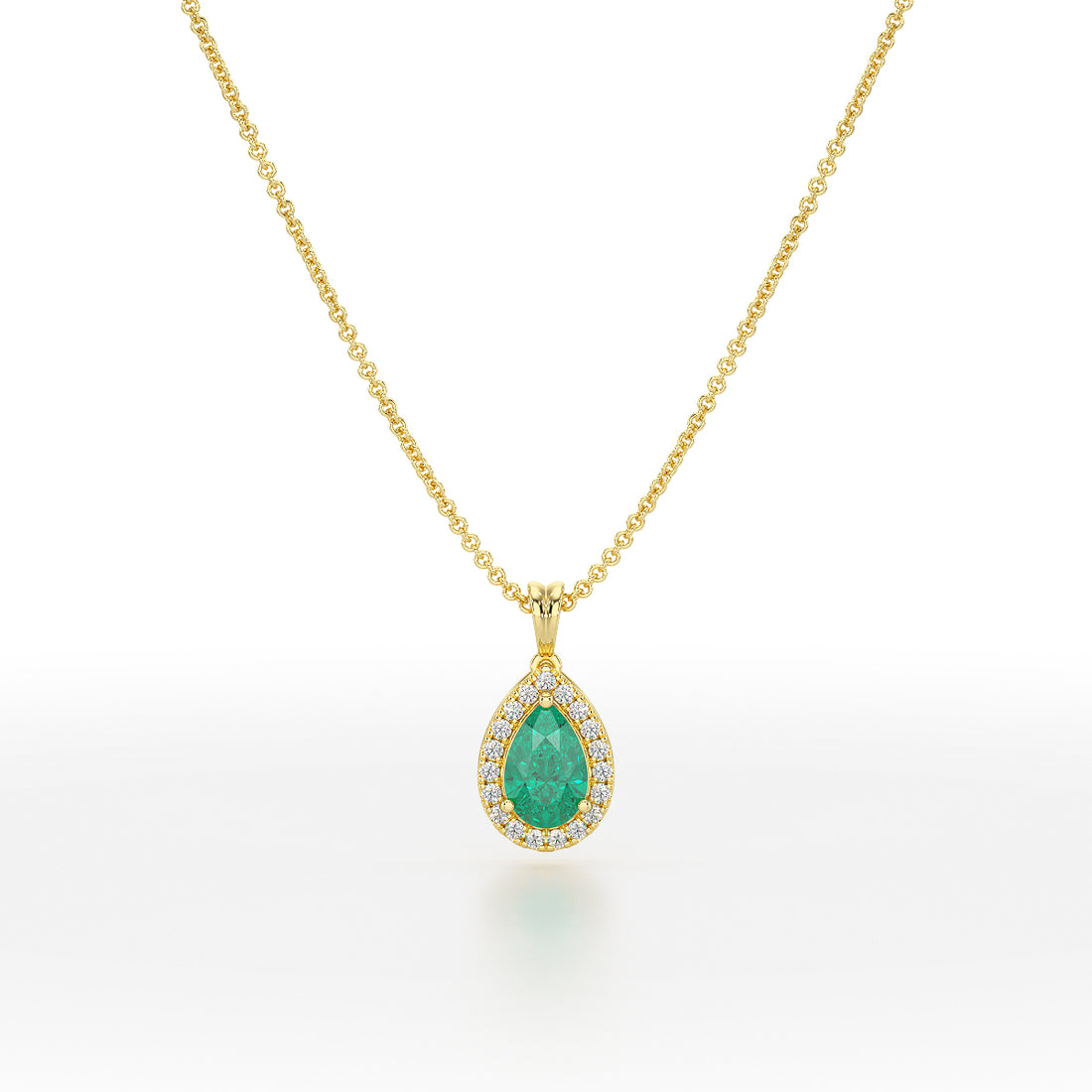 Pear Emerald Halo Pendant