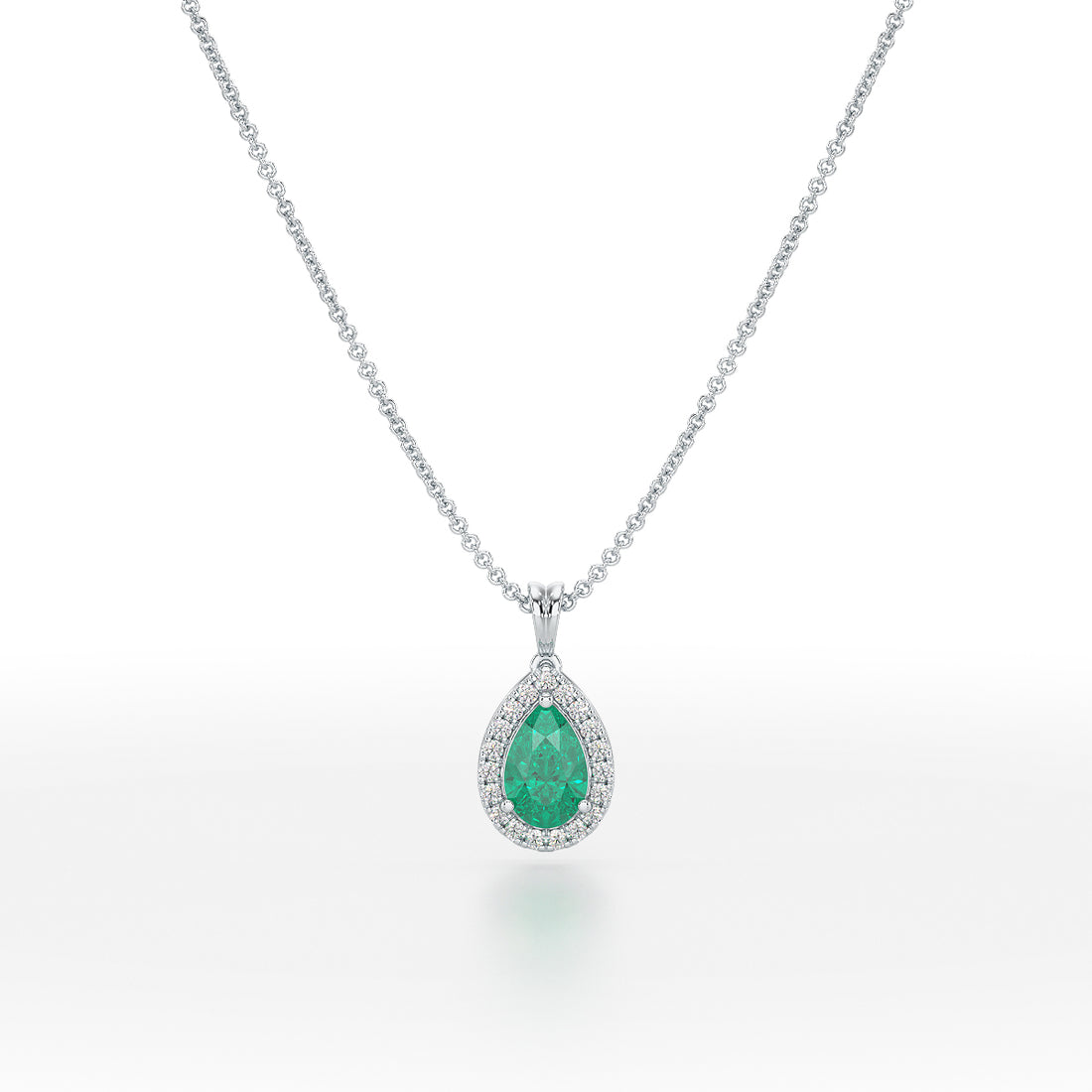 Pear Emerald Halo Pendant