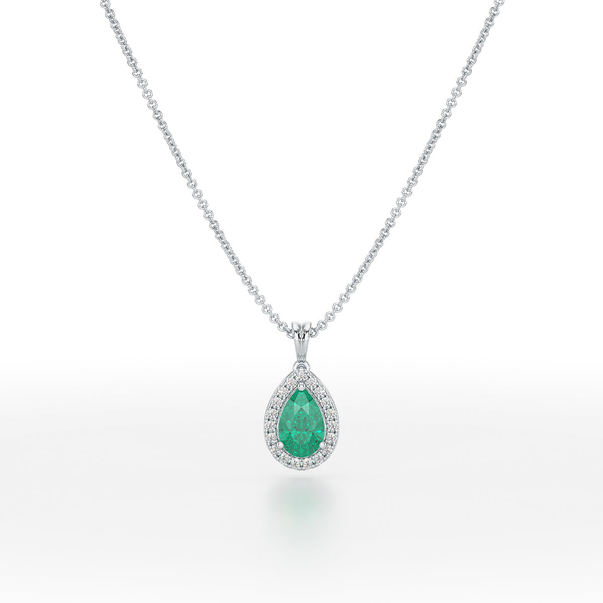 Large Pear Emerald Halo Pendant