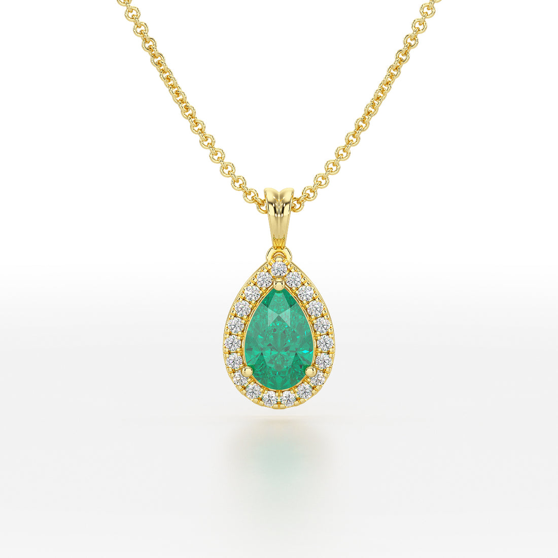 Large Pear Emerald Halo Pendant