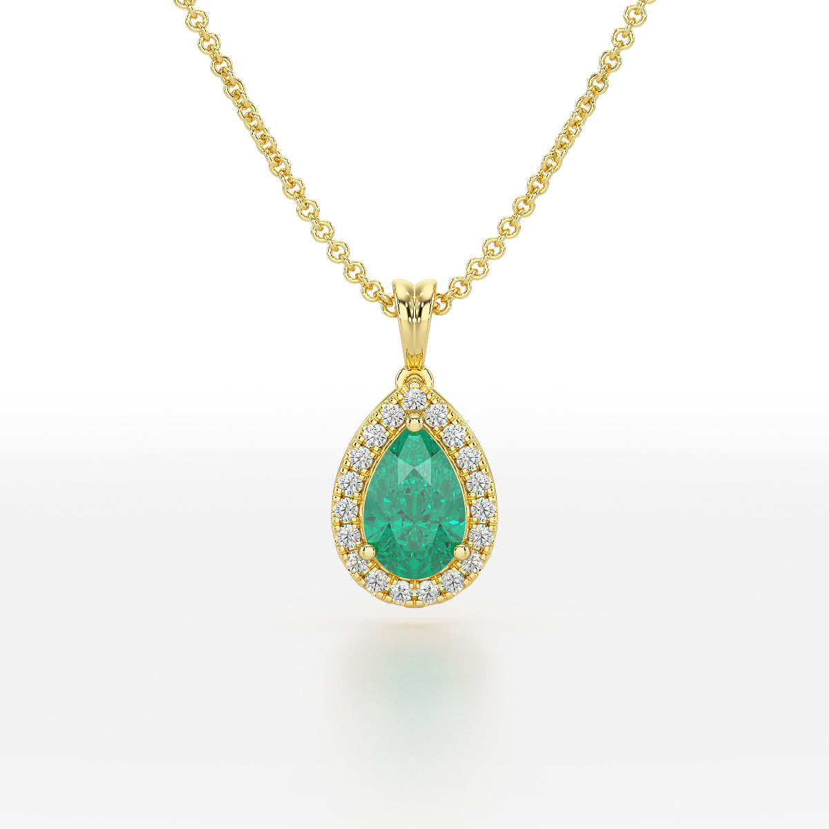 Large Pear Emerald Halo Pendant