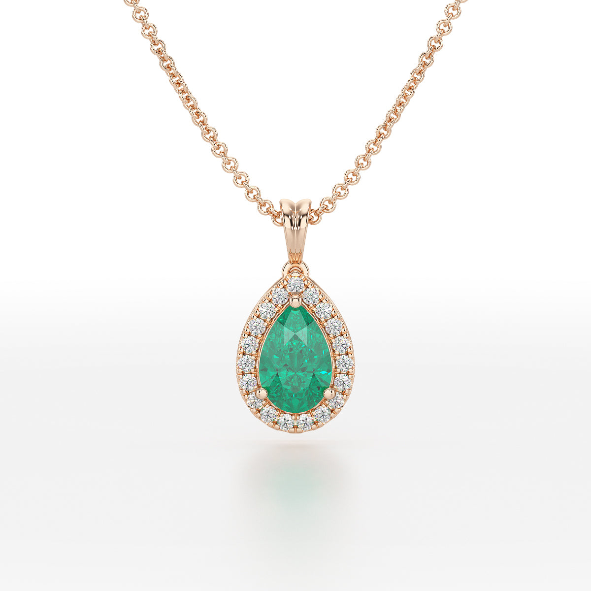 Large Pear Emerald Halo Pendant