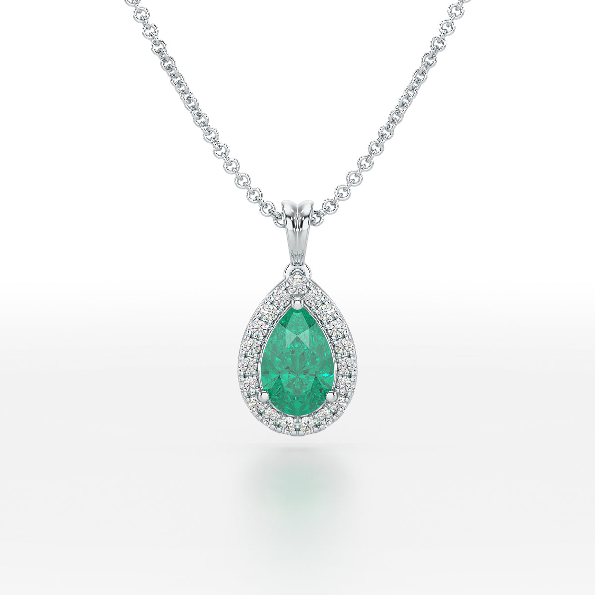 Large Pear Emerald Halo Pendant