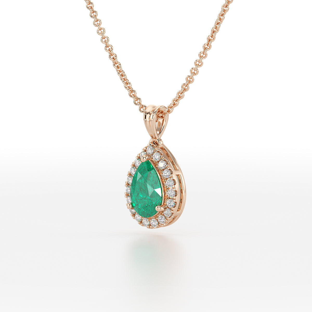 Large Pear Emerald Halo Pendant